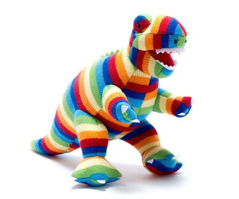 Knitted T Rex Dinosaur Toy In Bold Stripes View Ts Thames Ditton