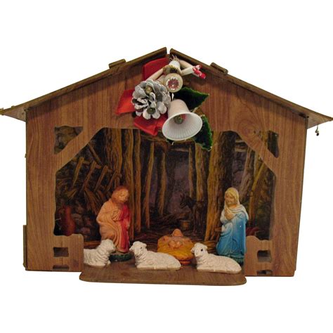 Vintage Nativity Display Scene 1960s Heavy Cardboard Good