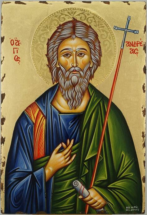 St Andrew The Apostle Icon Hand Painted Greek Orthodox Etsy