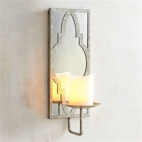 Silver Mirrored Candle Holder Wall Sconce In 2020 Wall Candle Holders
