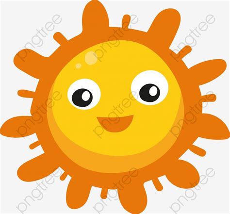 An Orange Cartoon Sun With Big Eyes