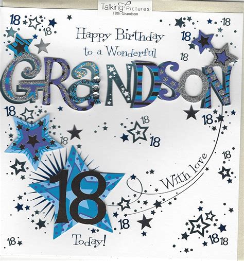 Grandson 18th Birthday Luxury Handmade Card Size 205 Mm X 200 Mm