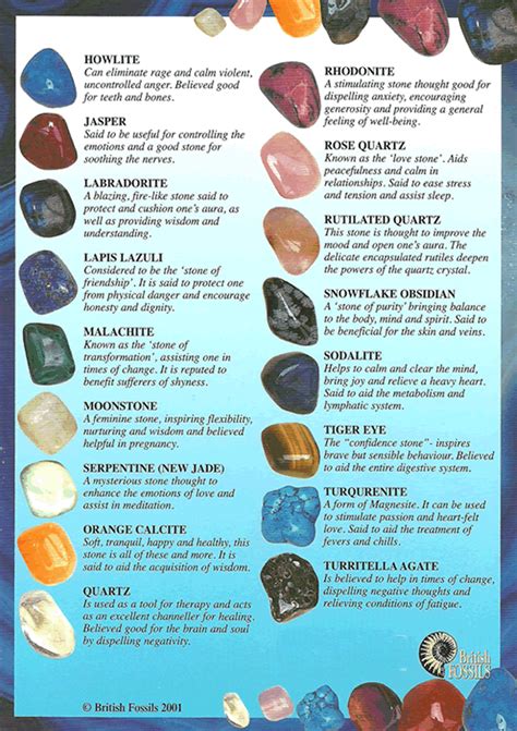 Spiritual Gemstones And Their Meanings Crystals And Stones Gemstone Name Chart Stones