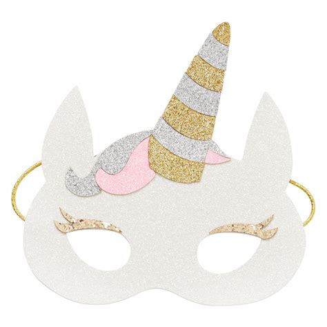 Kids Novelty Unicorn Mask Glitter Finish With Soft Felt Back And