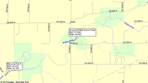 Map To Public Access Point On Wildcat Creek In Indiana