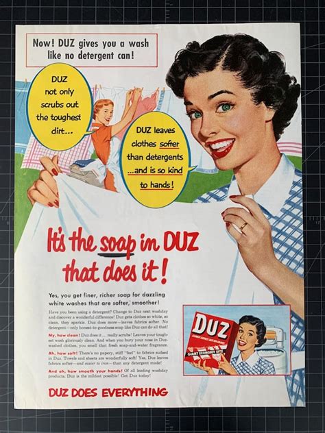 Vintage 1950s Duz Laundry Detergent Print Ad Etsy