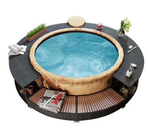 Hot Tub Enclosure Outdoor Patio Furniture Black Rattan Spa Inflatable