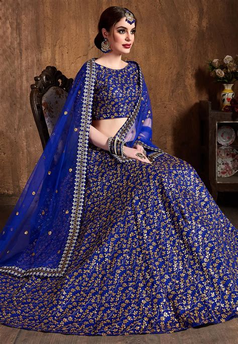 Embroidered Art Silk Lehenga In Royal Blue Designer Lehenga Choli