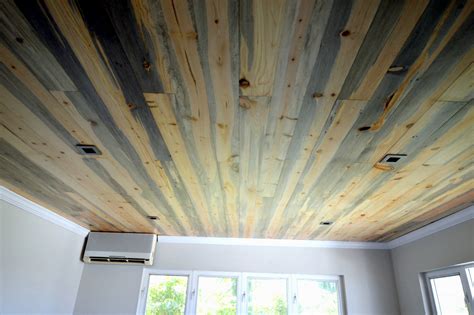 How to install wood plank ceiling, connect along the planks if you have cost comparison a secure the. Blue Stain Pine Wood Ceiling | Wood Planks for Ceiling