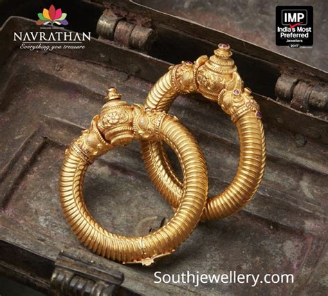 Antique Gold Kadas Collection By Navrathan Jewellers Indian Jewellery
