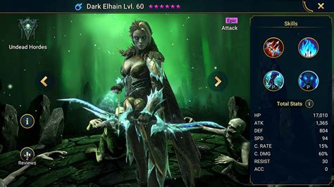Dark Elhain Raid Shadow Legends Info Skills Equipment Mastery Guide