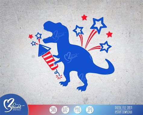 Patriotic Dinosaur Svg 4th Of July T Rex Kids Independence Etsy