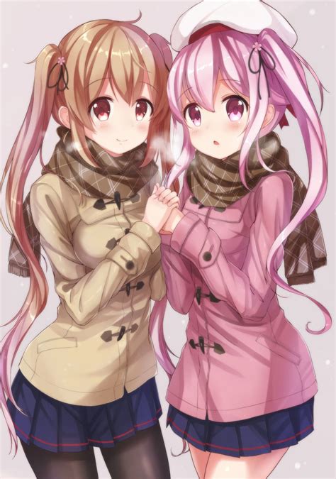Long Hair Anime Girl Twins