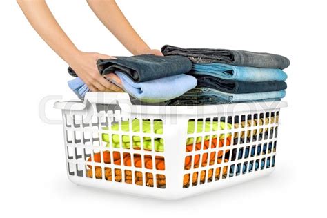 Laundry Basket With Folded Clothes Over Stock Image Colourbox