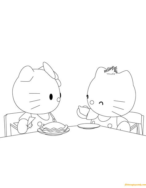 Explore 623989 free printable coloring pages for you can use our amazing online tool to color and edit the following food colouring pages to print. Hello Kitty And Friends Are Eating Breakfast Coloring ...