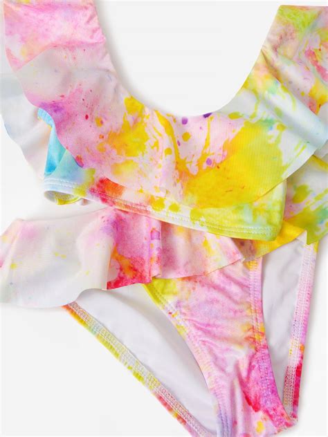 Stella Cove Girls Low Cut Citrus Tie Dye Bikini Set