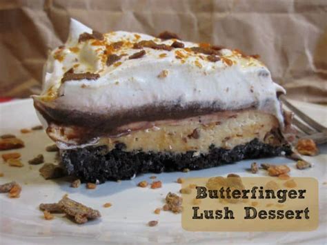 In another bowl add your pudding and stir in milk, set aside to thicken, once thick spread over your peanut butter layer. Butterfinger Lush Dessert | Recipe | Desserts, Cookie ...