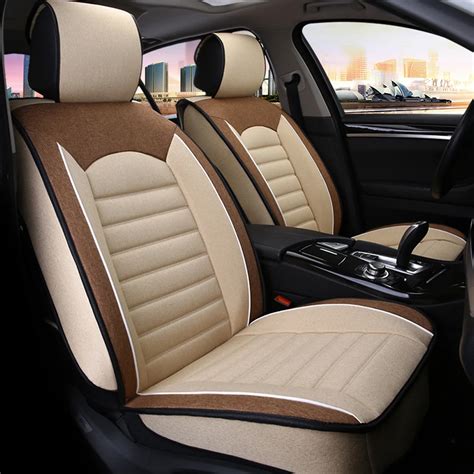 9pcs Universal Car Seat Covers Soft Breathable Linen Fabric Automoblies