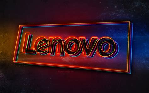 Скачать обои Lenovo Logo Light Neon Art Lenovo Emblem Lenovo Neon