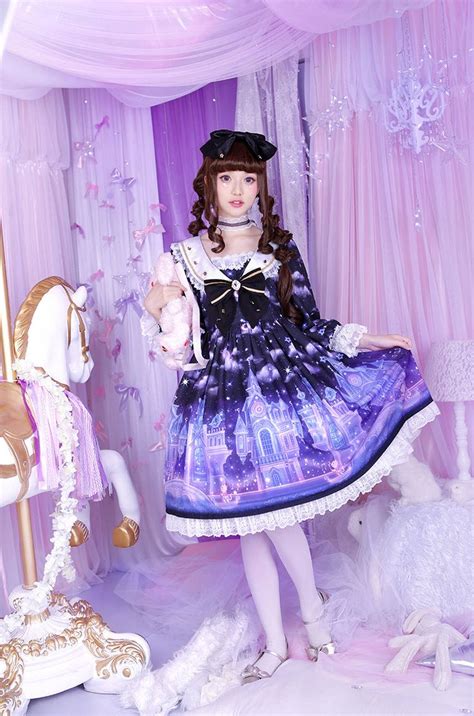 Moonlight Forest Fantasy Castle Long Sleeves Sailor Lolita Op Dress