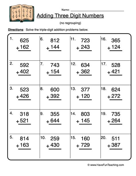 Adding 3 2 Digit Numbers Worksheet Without Regrouping