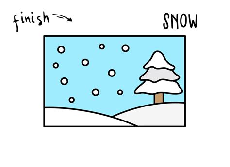How To Draw A Wintery Snow Scene Rainbow Printables