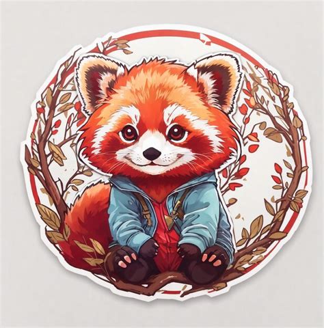 Premium Ai Image Cute Red Panda Sticker