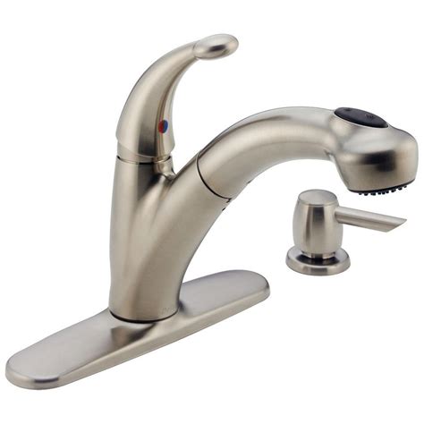 Fapully commercial single handle pull down sprayer brushed nickel kitchen faucet with led light has an all metallic body which makes the faucet durable and stylish. Delta Cicero Single-Handle Pull-Out Sprayer Kitchen Faucet ...