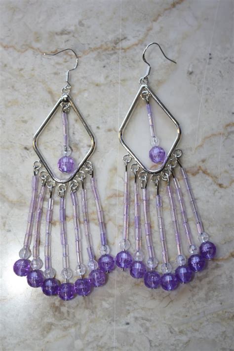 Items Similar To Lavender Purple Chandelier Beaded Earrings Long On Etsy