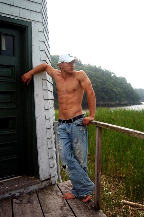 Hunk In Blue Jeans Barefoot