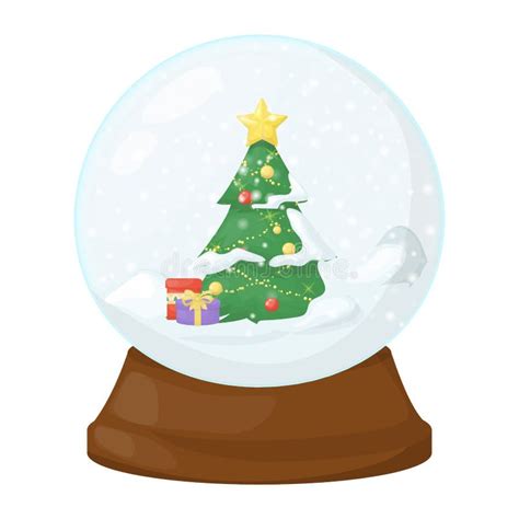 Snow Globe Vector Illustration Crystal 3d Sphere Transparent Glass