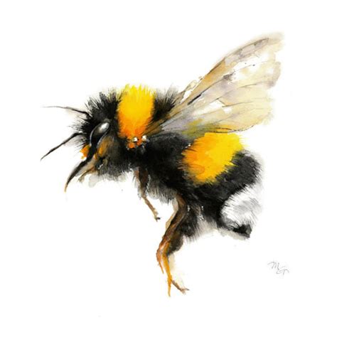 Bee Watercolor Painting Bumble Bee Art Print Nature Etsy Uk