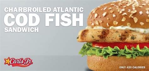 Check spelling or type a new query. The Charbroiled Atlantic Cod Fish Sandwich from Carl's Jr ...