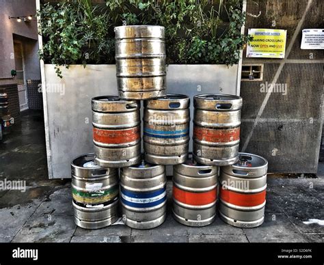 Beer Kegs Outside A Pub Stock Photo Alamy