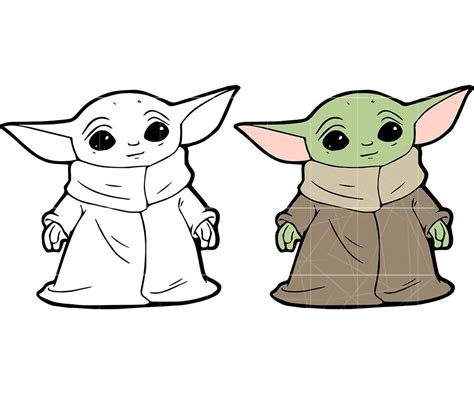 140 Baby Yoda Outline Svg Free SVG PNG EPS DXF File
