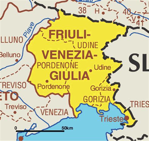 Kaart Italië Provincies Vakantie Friuli Venezia Giulia En Triëst