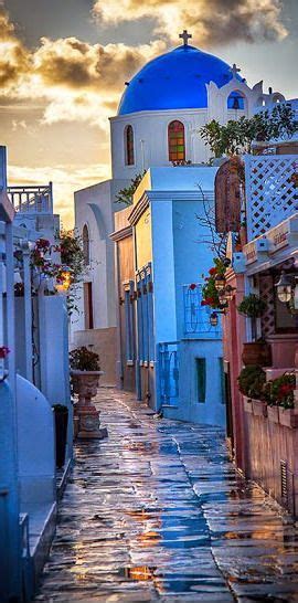 Santorini Streets At Dusk ☀️ You Can Go To Santorini With Your Travel