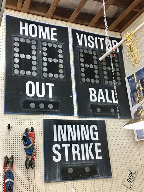 Vintage Baseball Scoreboard Mounted On Wood 40 Wide X 83 High 795