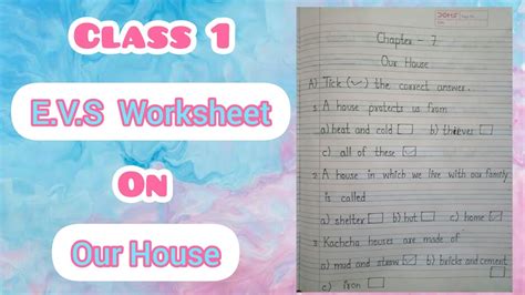 Class 1 Evs Worksheet Chapter 7 Our House Part 2 Youtube