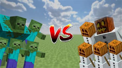 Extreme Mutant Zombie Vs Mutant Snow Golem In Minecraft Mob Battle