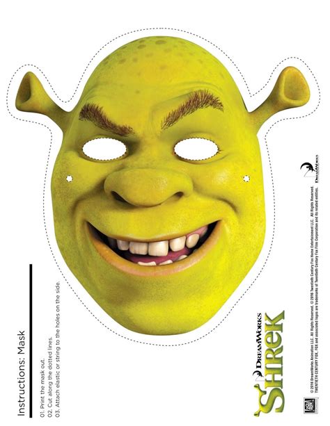 Shrek Photo Booth Props Free Printable Shrek Mask Shrek Printable