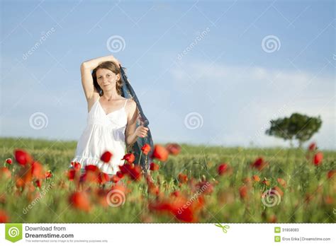 Girl Enjoying Summer In A Poppy Field Stock Image Image Of Girl
