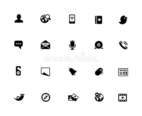 Social Icons 32 Pixels Icons White Series Stock Vector