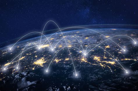 Global Connectivity Around Earth Concept Showing Lines Of Light