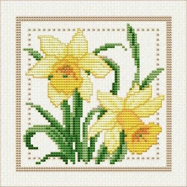 Free cross stitch pattern from craftsy. Spring Daffodils to Stitch - Cross-Stitch