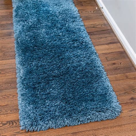 Infinity Collection Solid Shag Runner Rug By ‚Äì Blue 2 7 X