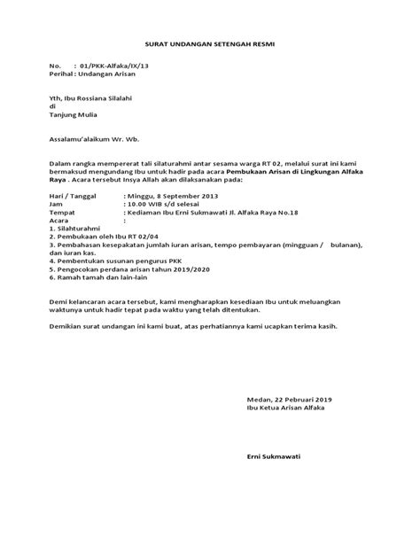 Ada berbagai contoh surat undangan dengan berbagai jenis kegiatan seperti surat undangan rapat, pernikahan, reuni, dan sebagainya. Contoh Surat Undangan Setengah Resmi Pentas Seni Sekolah ...