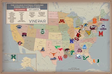 Map Every College Football Stadium Where You Can Buy A Beer Football