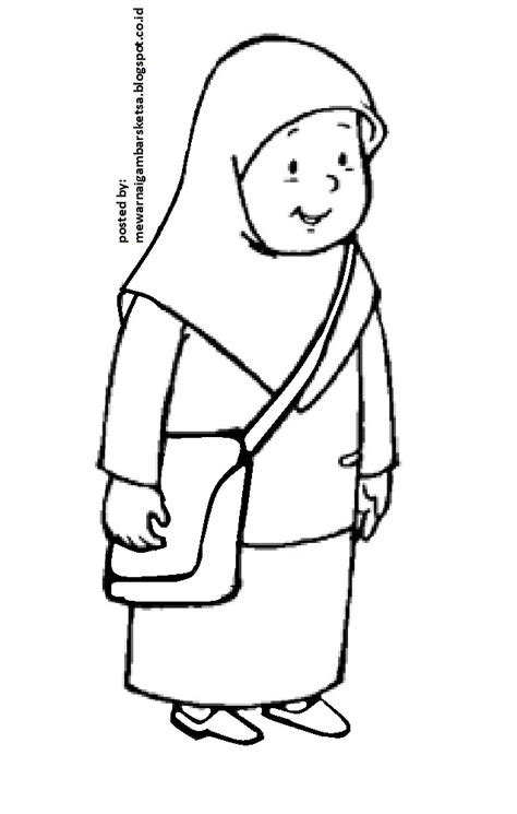 Mewarnai Gambar Mewarnai Gambar Sketsa Kartun Anak Muslimah 12