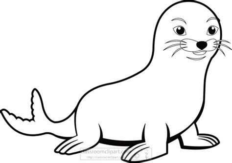 Animals Black And White Outline Clipart Aquatic Mammal Seal Black
